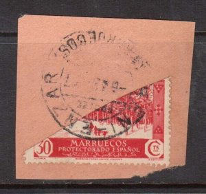 Spanish Morocco #159v VF Used Bisect On Piece