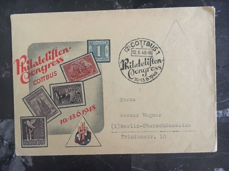 1948 Cottbus Germany Philatelic Congress First Day Cover FDC Stampless