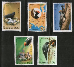Korea 1978 Birds Woodpeckers Preservation Wild Life Sc 1751-55 Cancelled