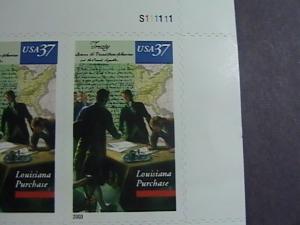 U.S.# 3782-MINT/NH--UR PLATE # BLOCK OF 4--LOUISIANA PURCHASE BICENTENNIAL--2003