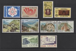 Andorra  (Spanish) 5 VFMNH 1970's era Europa sets CV $6.85