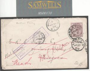 MS170 1900 GB WALES *Briton Ferry*Mon Harbour Office RETOUR Cover Birmingham RLB