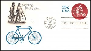 Scott U597 15 Cents Bicycling Artmaster FDC - Unaddressed