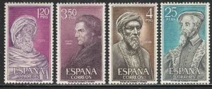 Spain #1461-64 ~ Cplt Set of 4 ~ Famous Portraits ~ Unused, LHM  (1967)