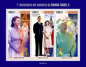 Guinea-Bissau - 2023 Queen Elizabeth II Anniversary - 3 Stamp Sheet - GB230201a