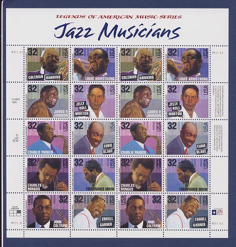 2983-92a Jazz Musicians American Music Series MNH Sheet