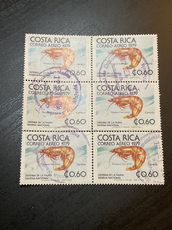 Costa Rica SC# C742 Used Block of Six