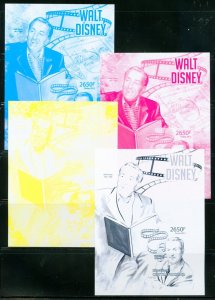 CENTRAL AFRICA 2013 WALT DISNEY PROGRESSIVE COLORS SOUVENIR SHEET SET MINT NH