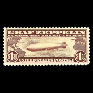 WCstamps: U.S. Scott #C14 / $1.30 Graf Zeppelin, XF, Mint OGph / CV $375