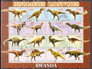 Rwanda, 2001 Cinderella issue. Carnivorous Dinosaurs, sheet of 16. Canceled. ^