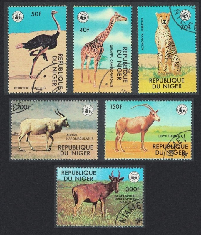 Niger Giraffe Cheetah Emu Bird WWF Endangered animals 6v 1978 CTO