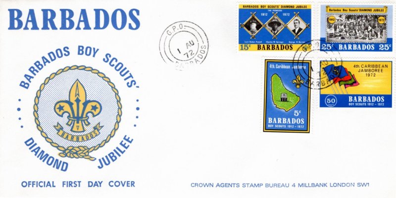 Barbados 1972 MNH Sc 372-5 FDC