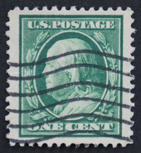 U.S. Used Stamp Scott #374 1c Franklin, XF Jumbo. Lovely Wave Cancel. A Gem!