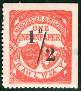 GB Wales MMR RAILWAY Newspaper Parcel Stamp ½d *MANCHESTER & MILFORD* Mint BRW56