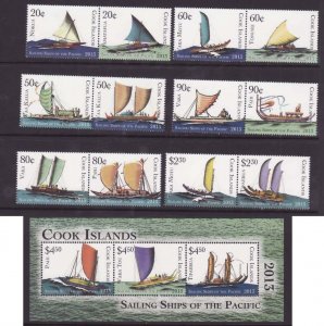 Cook Is.-Sc#1446-52- id9-unused NH set+sheet-Ships-2013-