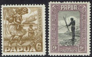 PAPUA 1932 PICTORIAL 6D AND 9D