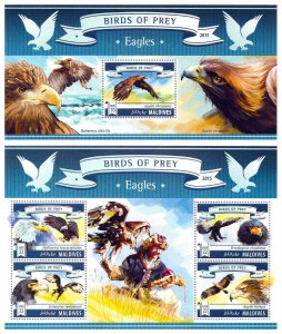 t9, Maldives MNH stamps 2019 birds of prey eagles