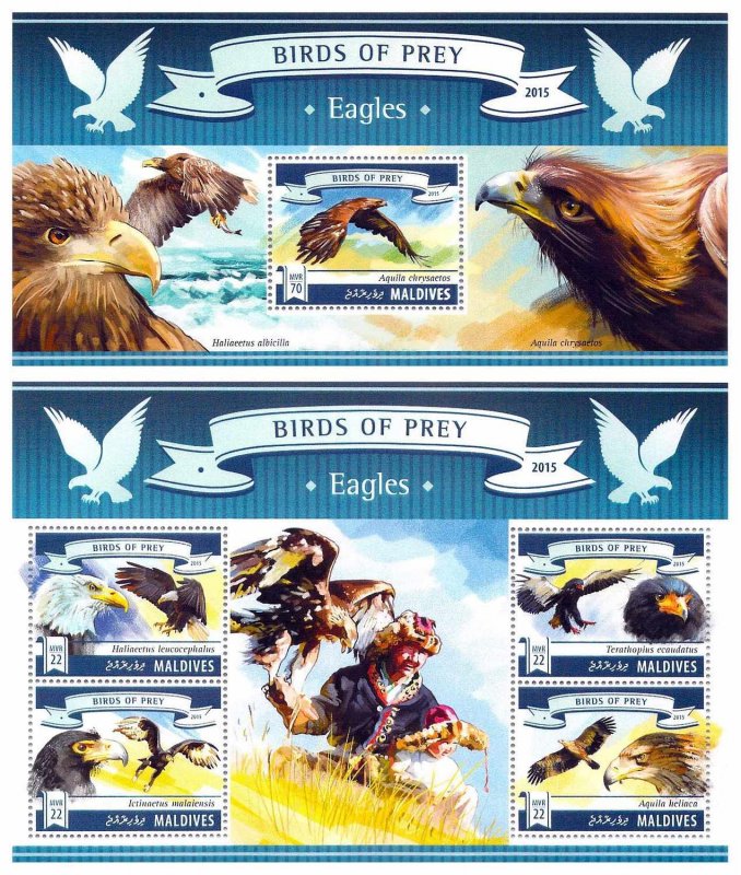 t9, Maldives MNH stamps 2019 birds of prey eagles