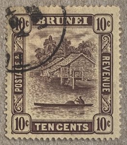 Brunei 1937 10c used with TUTONG village cancel. Scott 54, CV $32.50.   SG 73