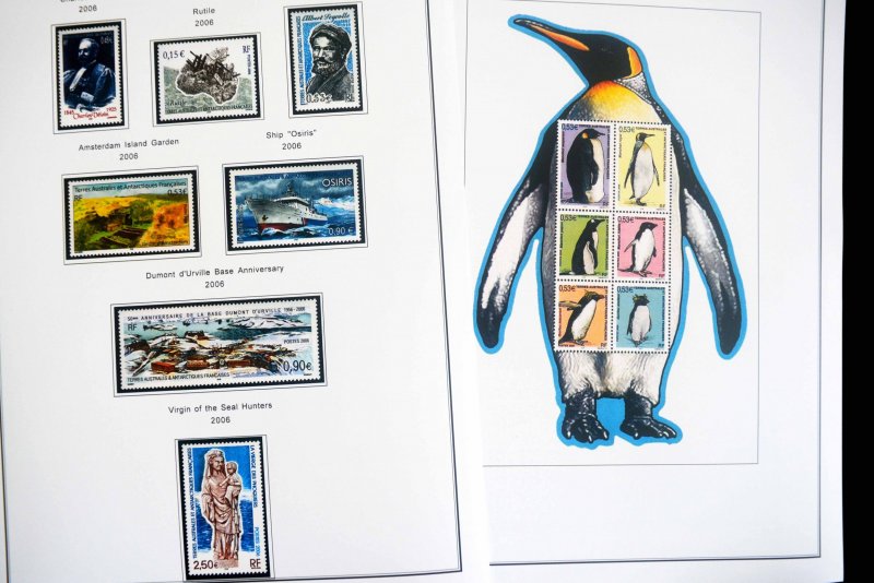 COLOR PRINTED TAAF: FRENCH ANTARCTICA 1955-2010 STAMP ALBUM PAGES (104 il.pages)