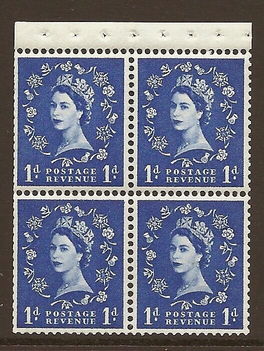 SB34 1d Crowns left Wilding booklet pane perf type I UNMOUNTED MNT/MNH 