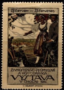 1914 Czech Poster Stamp Business, Industrial And Economic Exhibition In Chocn