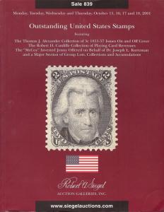 Siegel: Sale # 836  -  Outstanding United States Stamps, ...