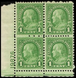 US #632 FRANKLIN MH LL PLATE BLOCK #19876