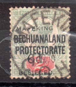 Bechuanaland 6d on 2d 'Mafeking Besieged' fine used SG13 WS6336