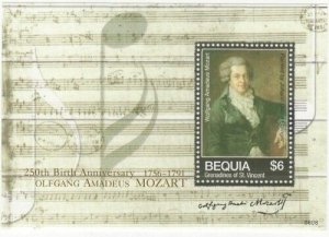 Bequia 2006 - Mozart Music - Souvenir Stamp Sheet - Scott #399 - MNH