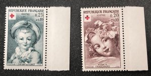 France semi postal scott# B365- B366 Red Cross 1962 MNH