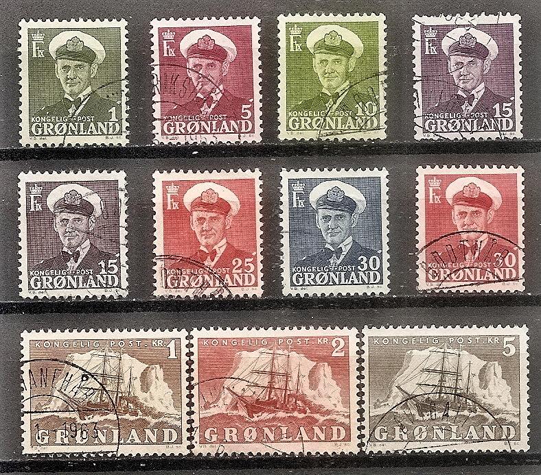 Greenland  28-38 MNH 1950-60 King & Trawlers Defins. CV12...