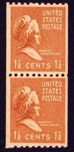 Martha Washington Vert. Coil Pair 849 MNH  1939