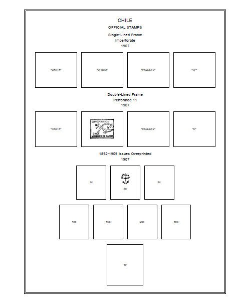 PRINTED CHILE [CLASS.] 1853-1946 STAMP ALBUM  PAGES (26 non-illustrated pages)