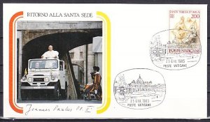 Vatican City, 23/JUN/83 Cancel. Pope`s Return from Poland. Cachet cover. ^