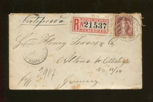 1891 Uruguay Montevideo to Germany Registered Mail Postal Cover