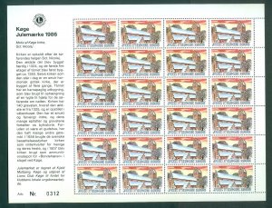 Denmark. 1986 Christmas Sheet. MNH. Lions Club Local. Koge. Koge Church