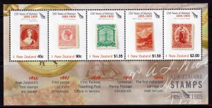 New Zealand 2005 Postage Stamp Anniv. Mint MNH Miniature Sheet (1) SC 2007a