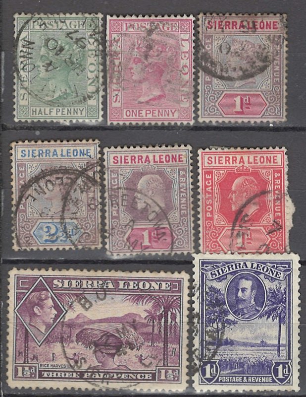 COLLECTION LOT OF #1017 SIERRA LEONE 8 STAMPS 1876+