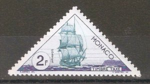 Monaco 1953, Sailing Ship, Scott # J40, VF MLH*OG