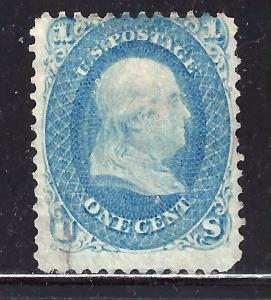 #63 US 1 CENT BLUE FRANKLIN-USED-N/G-FINE 