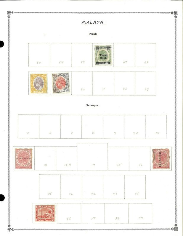 Malaya & States 1901-1937 M & U Hinged on Scott International Blank Pages