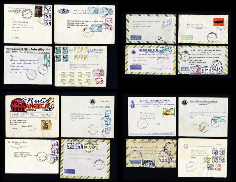 16 Lions Club of Brazil Covers to Oakbrook, IL USA dated 1976 to 1977