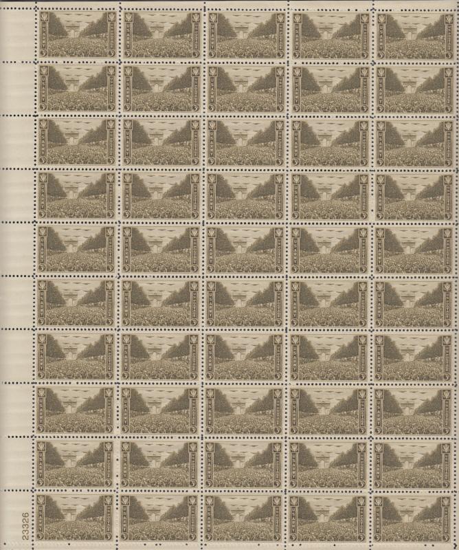 US #934   US Army   Full sheet of 50  MNH