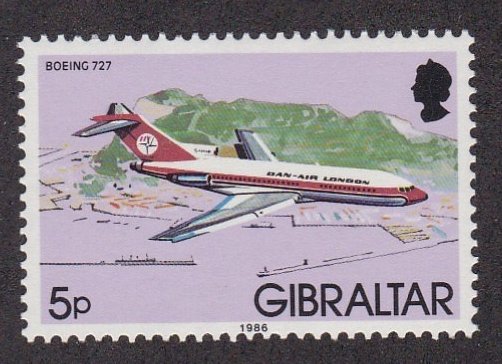 Gibraltar # 420a, Aircraft - Variety Dated 1986,  NH, 1/2 Cat.