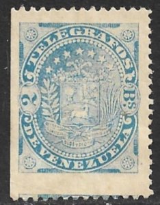 VENEZUELA 1896 2b ARMS Telegraph Stamp Hisc. 5 MH