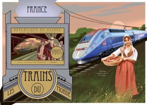 GUINEA - 2012 - French Trains - Perf Souv Sheet - Mint Never Hinged