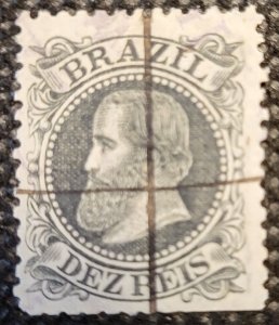 BRAZIL, 1882-84, Emperor Dom Pedro, #82,  Larger Head, used, SCV$25.00