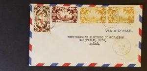 1948 Tahiti to Mansfield Ohio USA Westinghouse Advertising Multi Franking Cover