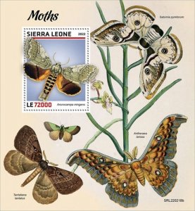 Sierra Leone - 2022 Moths on Stamps - Stamp Souvenir Sheet - SRL220218b